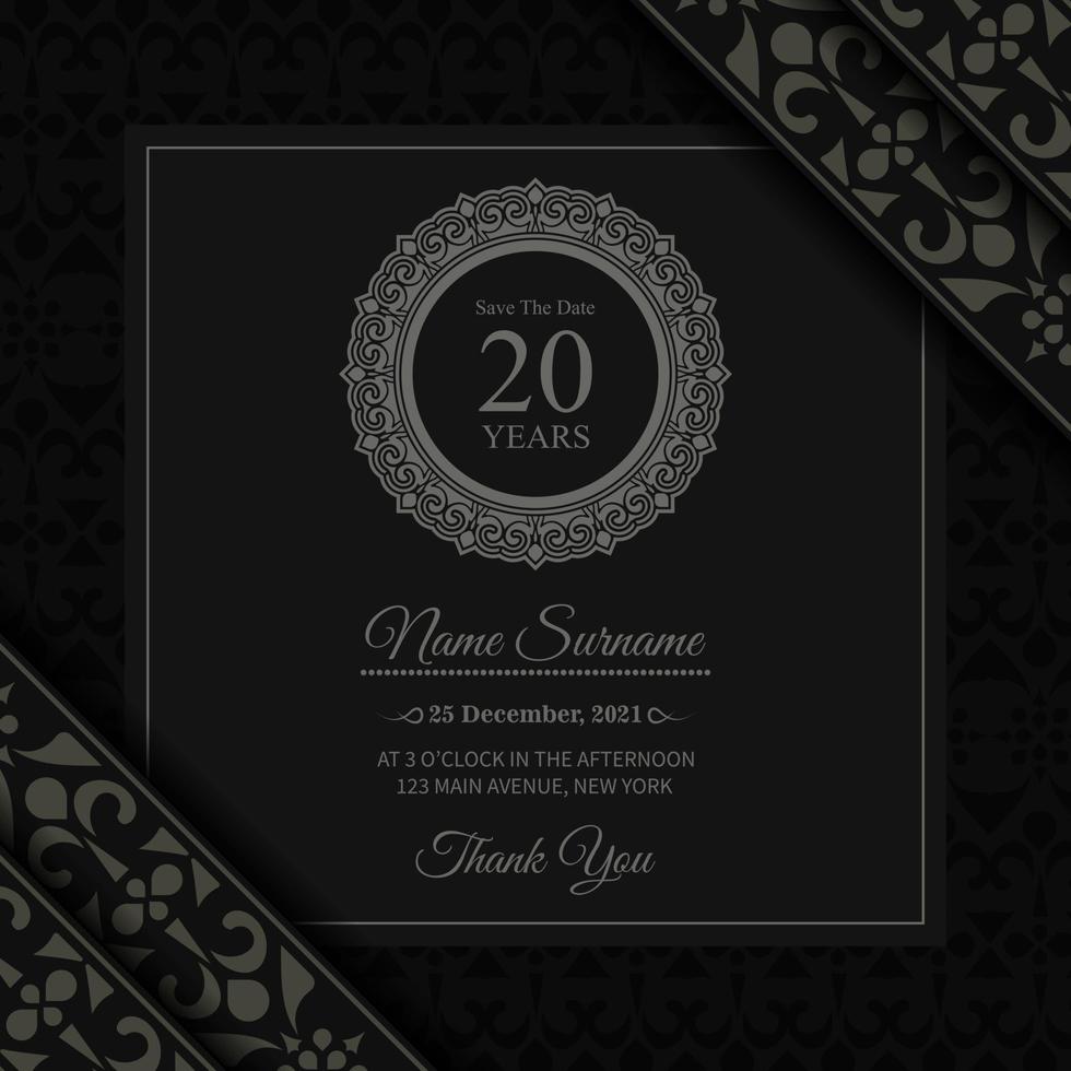 invito di compleanno elegante in stile ornamento vettore