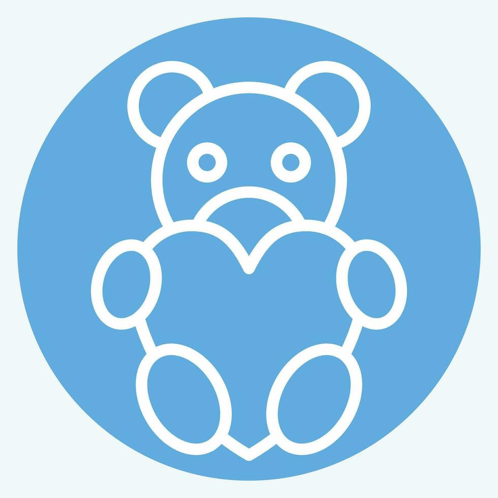 icona orsacchiotto orso. relazionato per San Valentino giorno simbolo. blu occhi stile. semplice design modificabile. semplice illustrazione vettore
