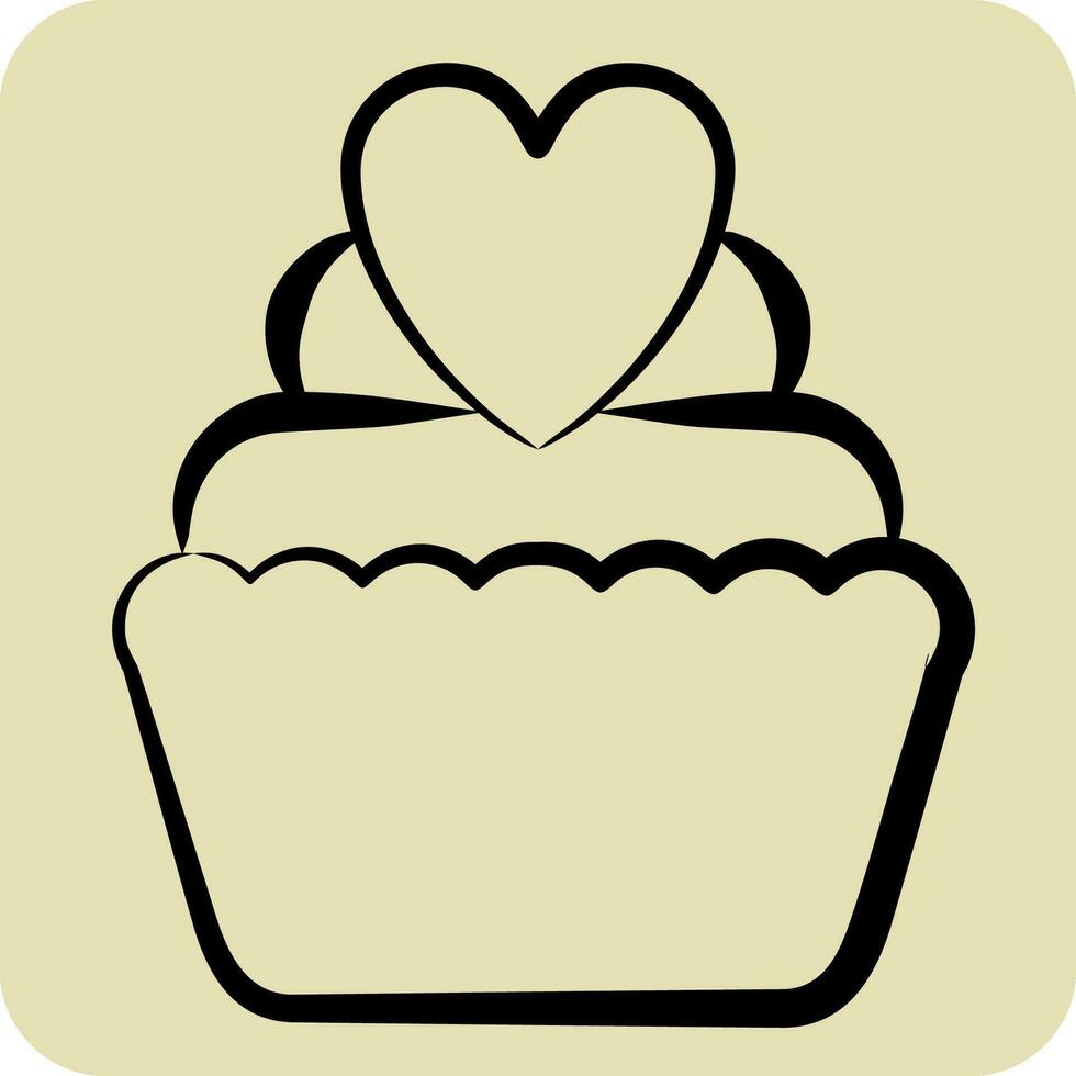 icona tazza torta. relazionato per San Valentino giorno simbolo. mano disegnato stile. semplice design modificabile. semplice illustrazione vettore