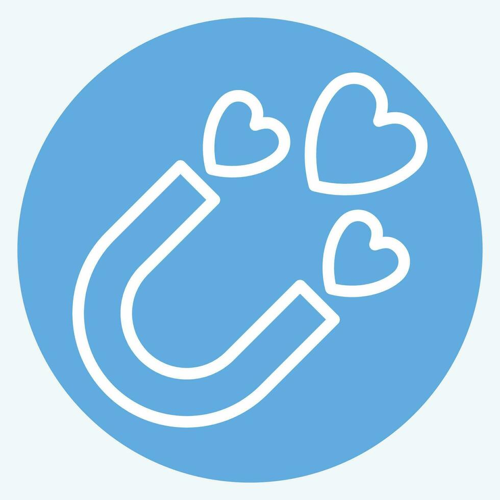 icona magnete. relazionato per San Valentino giorno simbolo. blu occhi stile. semplice design modificabile. semplice illustrazione vettore