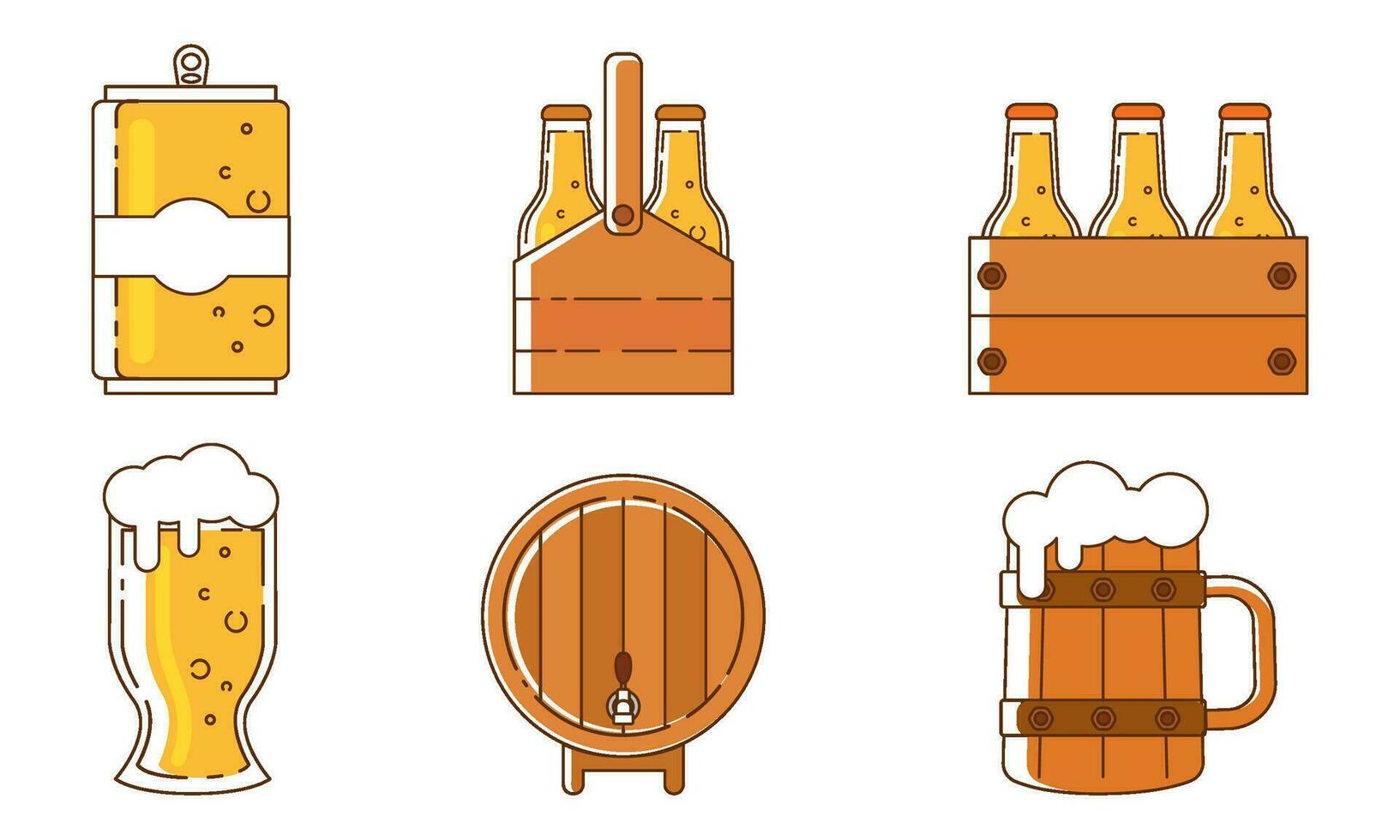 impostato di colorato birra icone vettore illustrazione