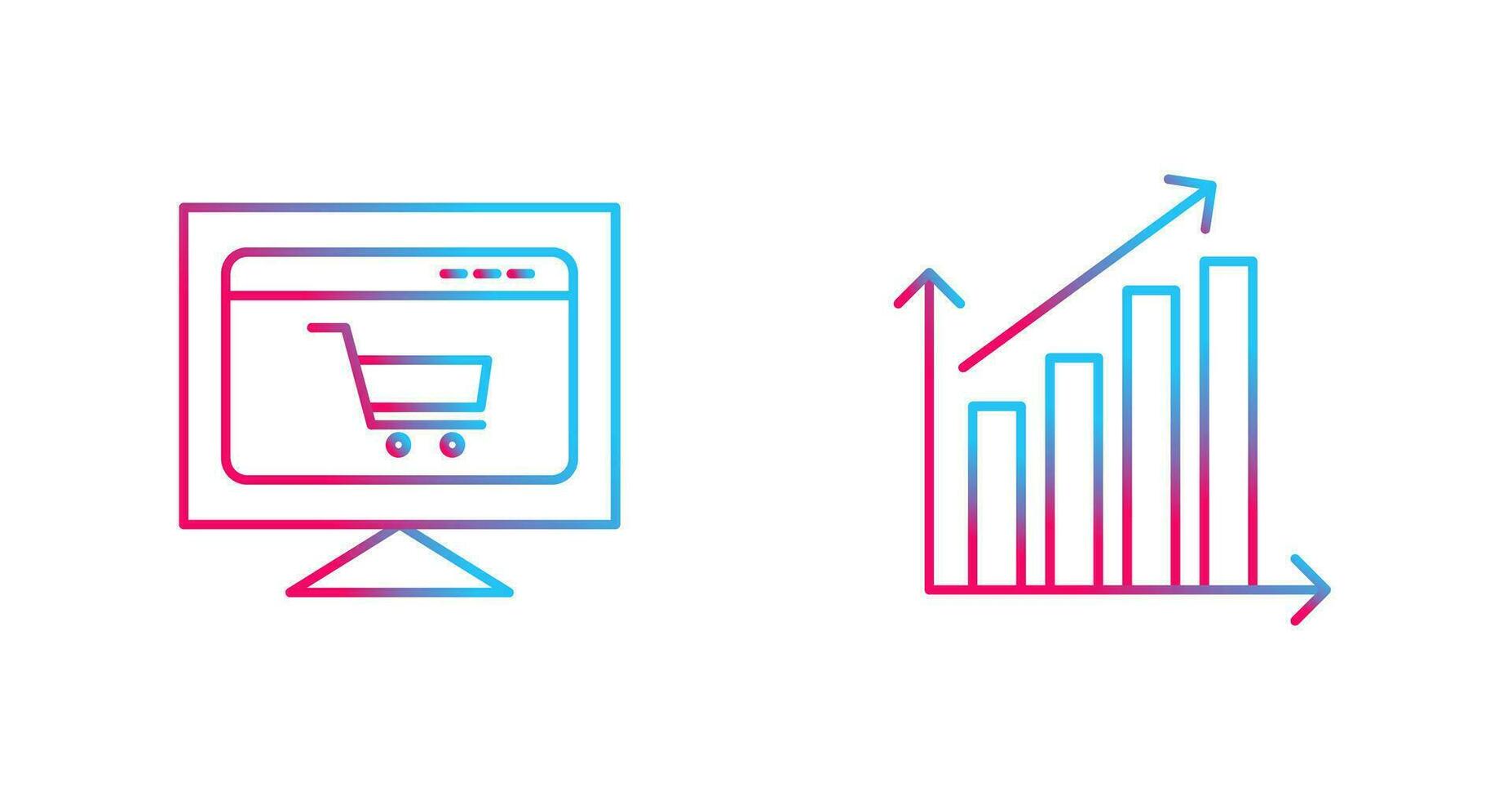 e-commerce sito web e crescente statistica icona vettore