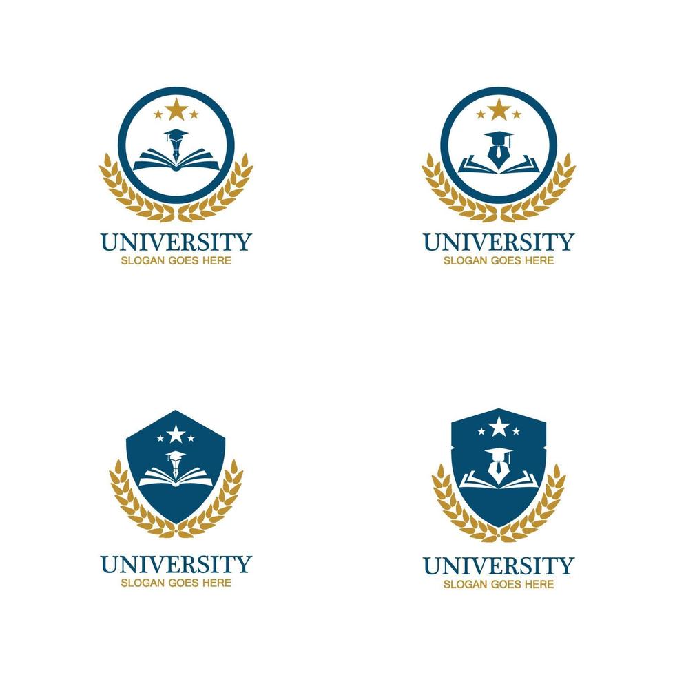 modello di progettazione del logo di università, accademie, scuole e corsi vettore