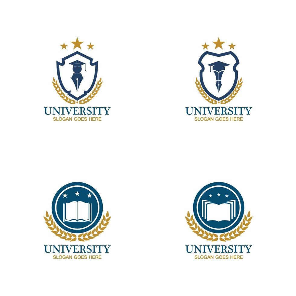 modello di progettazione del logo di università, accademie, scuole e corsi vettore