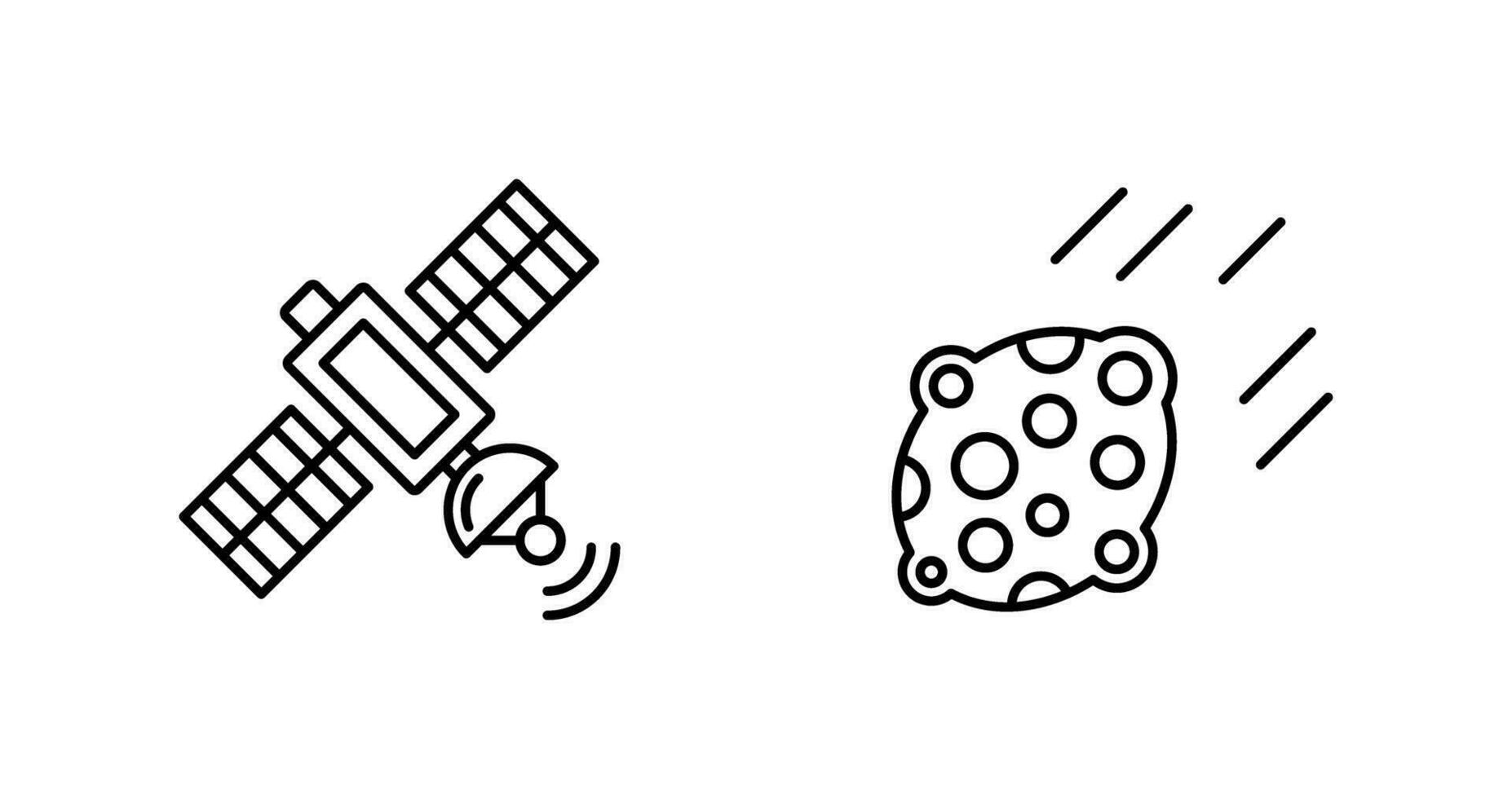 satelite e asteroide icona vettore