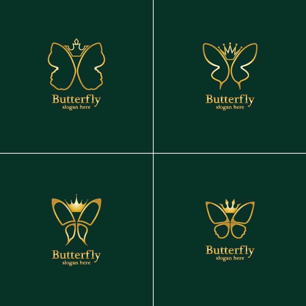 logo farfalla dorata. logotipo della farfalla reale vettore