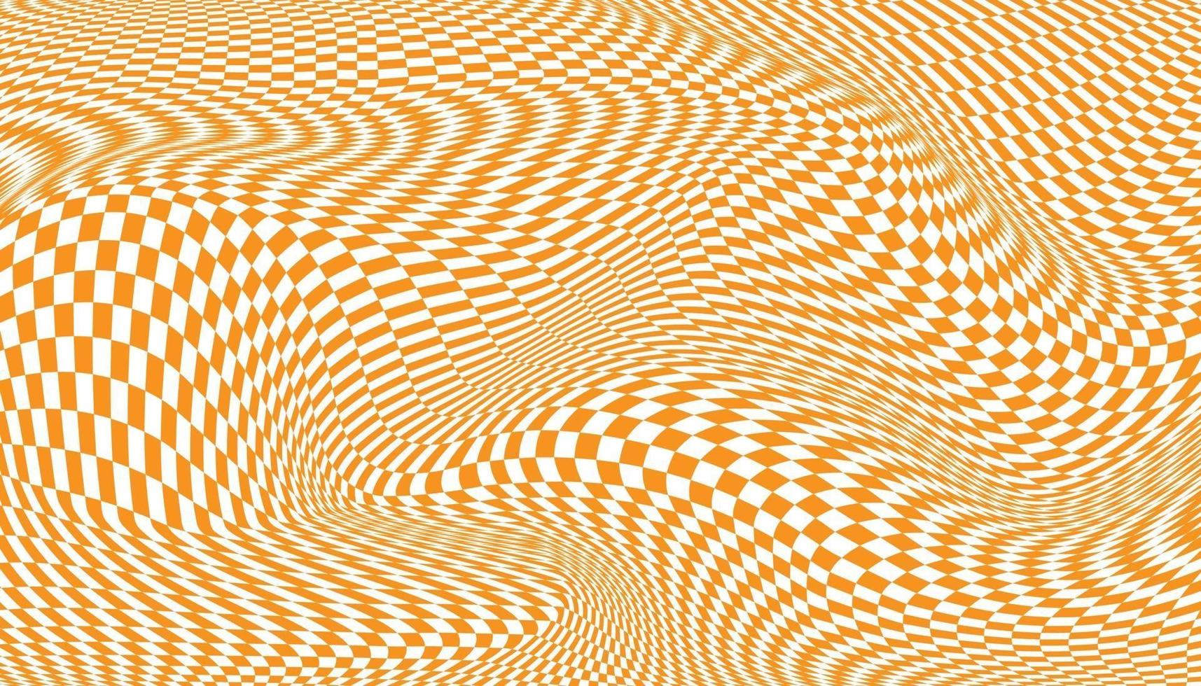 sfondo a scacchi distorto arancione e bianco vettore