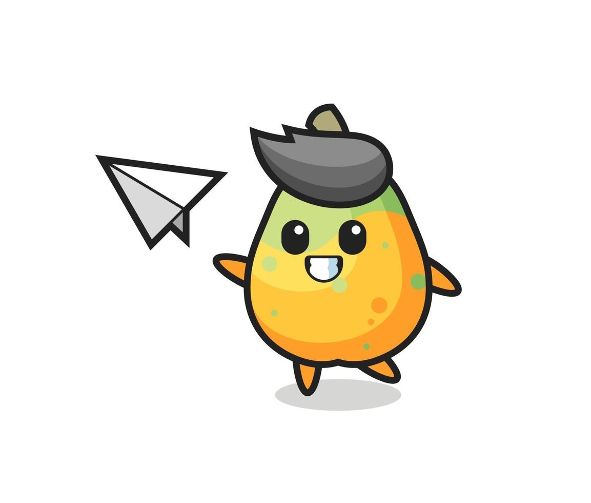 personaggio dei cartoni animati di papaya che lancia aeroplanino di carta vettore