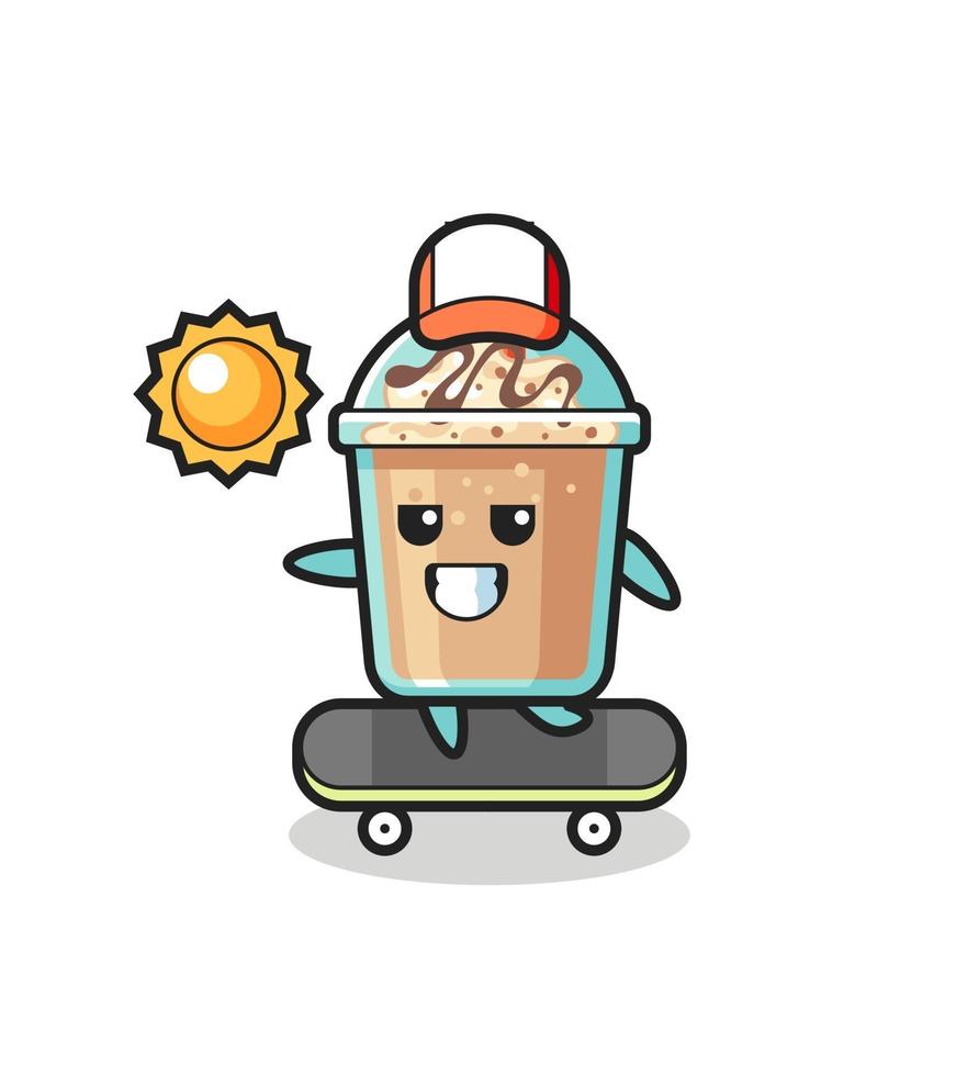 illustrazione del personaggio di milkshake guida uno skateboard vettore