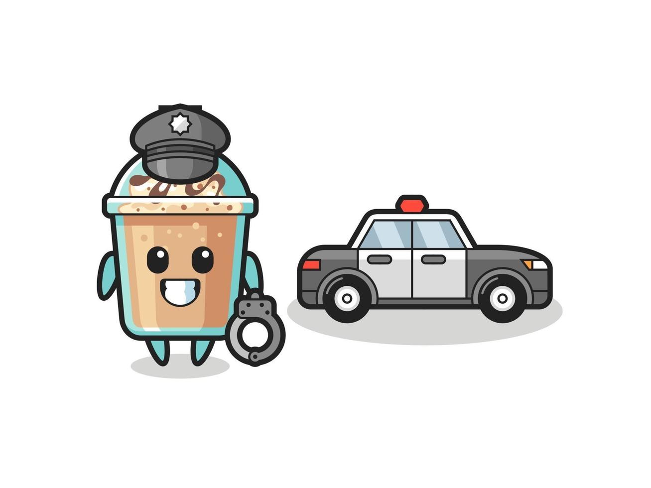 mascotte dei cartoni animati di milkshake come una polizia vettore