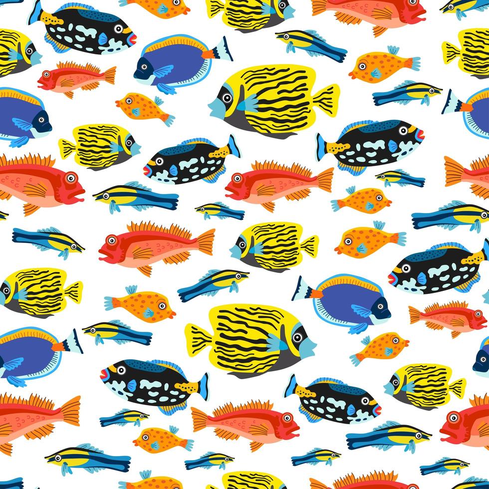 un modello di pesce tropicale da cartone animato luminoso infantile vettore