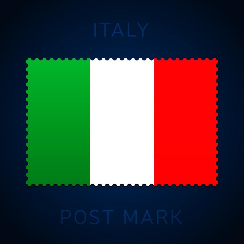 francobollo italia. francobollo bandiera nazionale isolato su bianco vettore