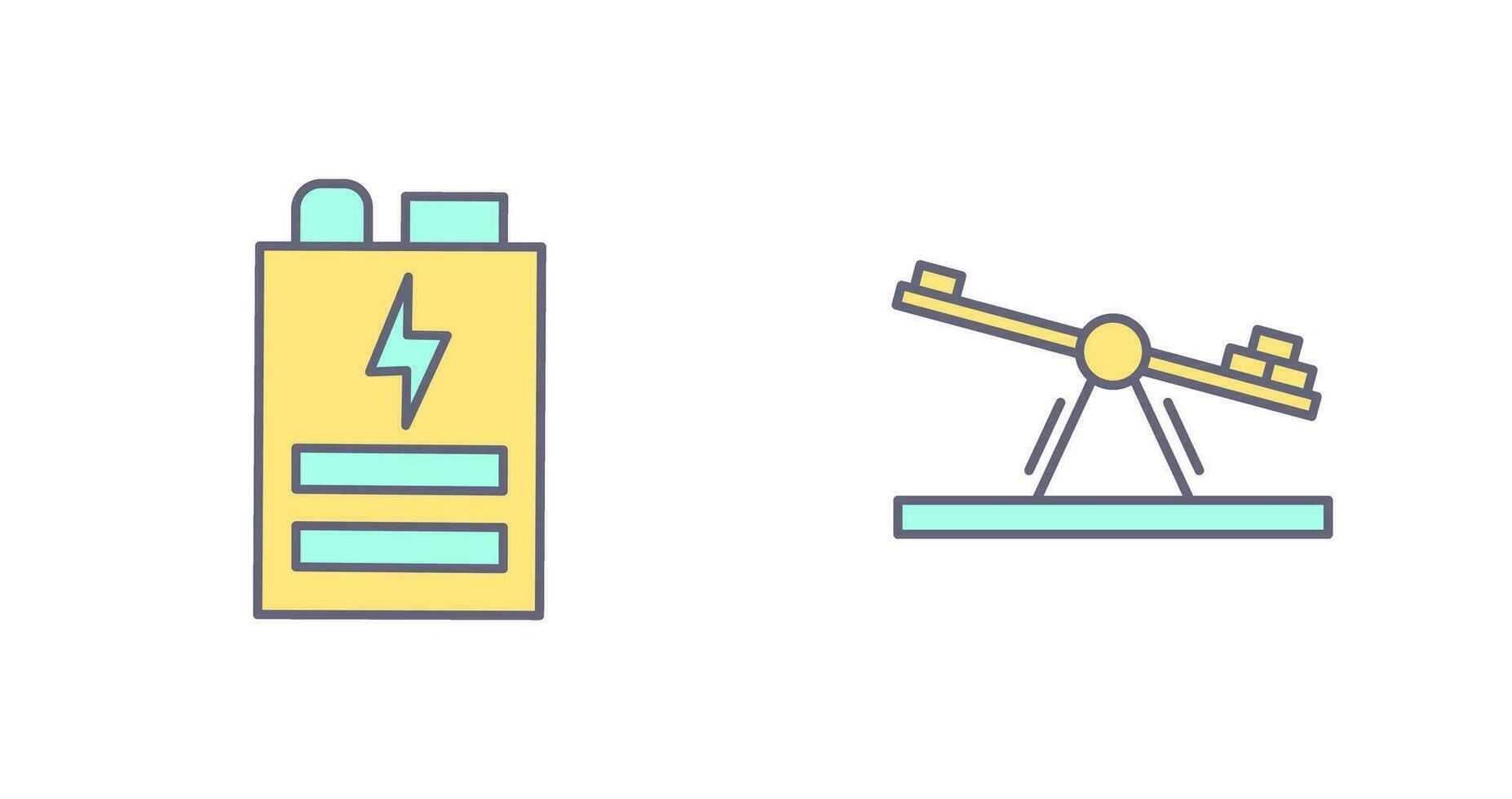 batteria e altalena icona vettore