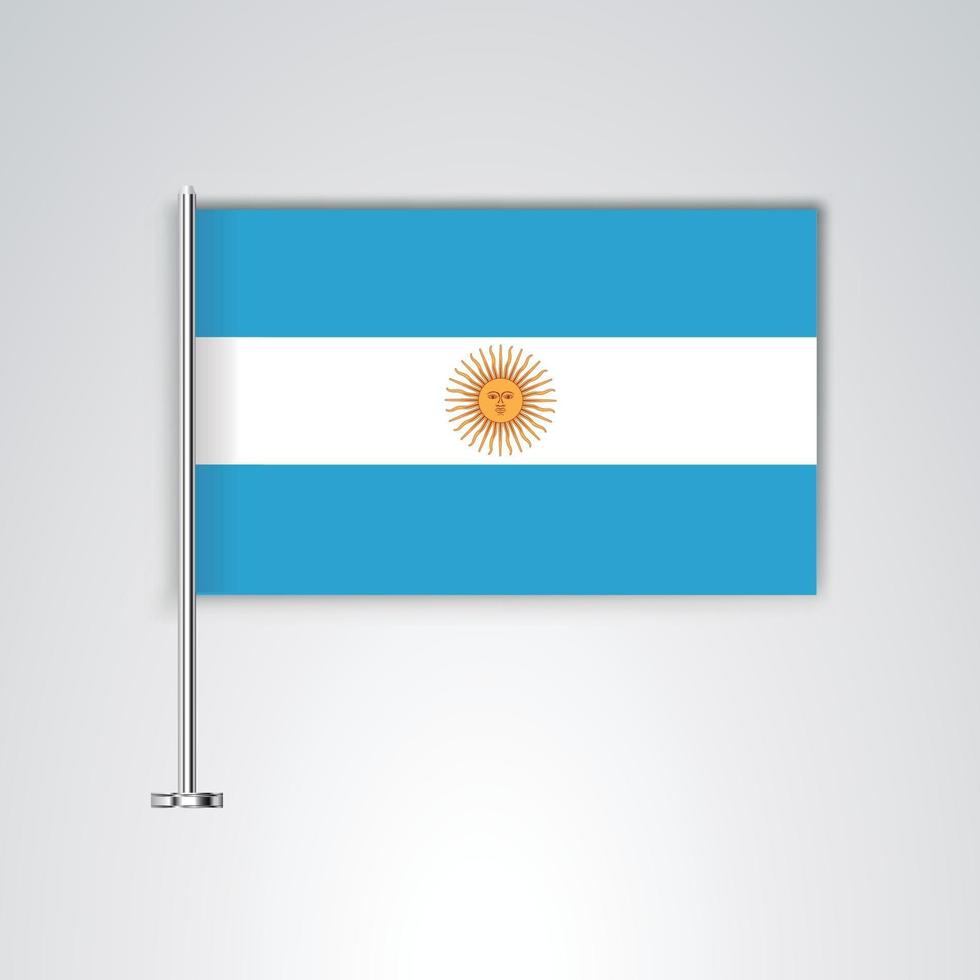 bandiera argentina con asta in metallo vettore