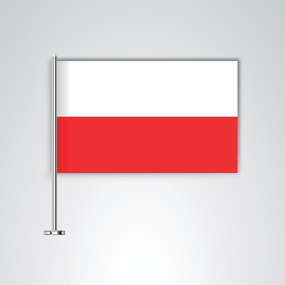 bandiera della polonia con asta di metallo vettore