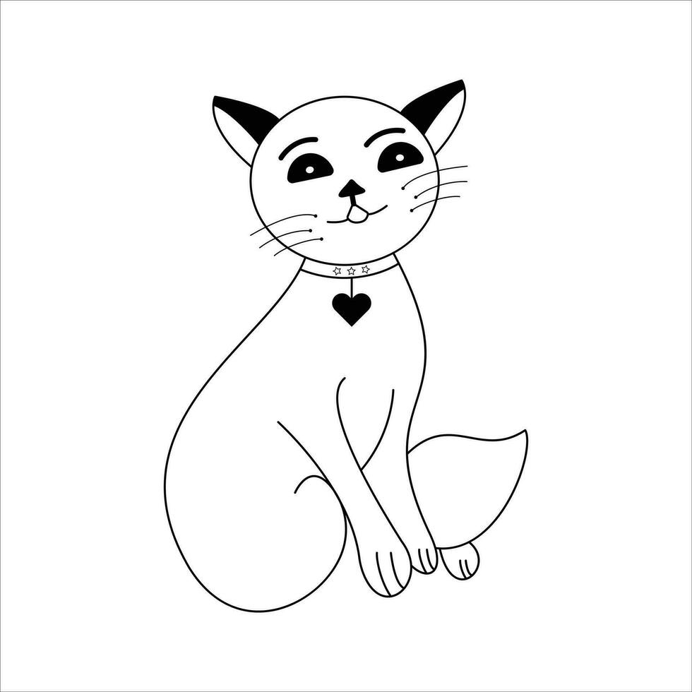 carino gatto linea arte illustrazione vettore