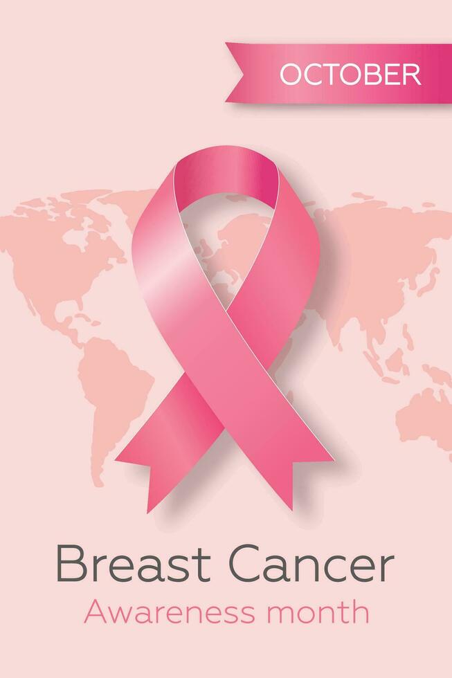 manifesto con rosa nastro per mondo Seno cancro consapevolezza mese nel ottobre. internazionale giorno contro Seno cancro. moderno illustrazione. vettore