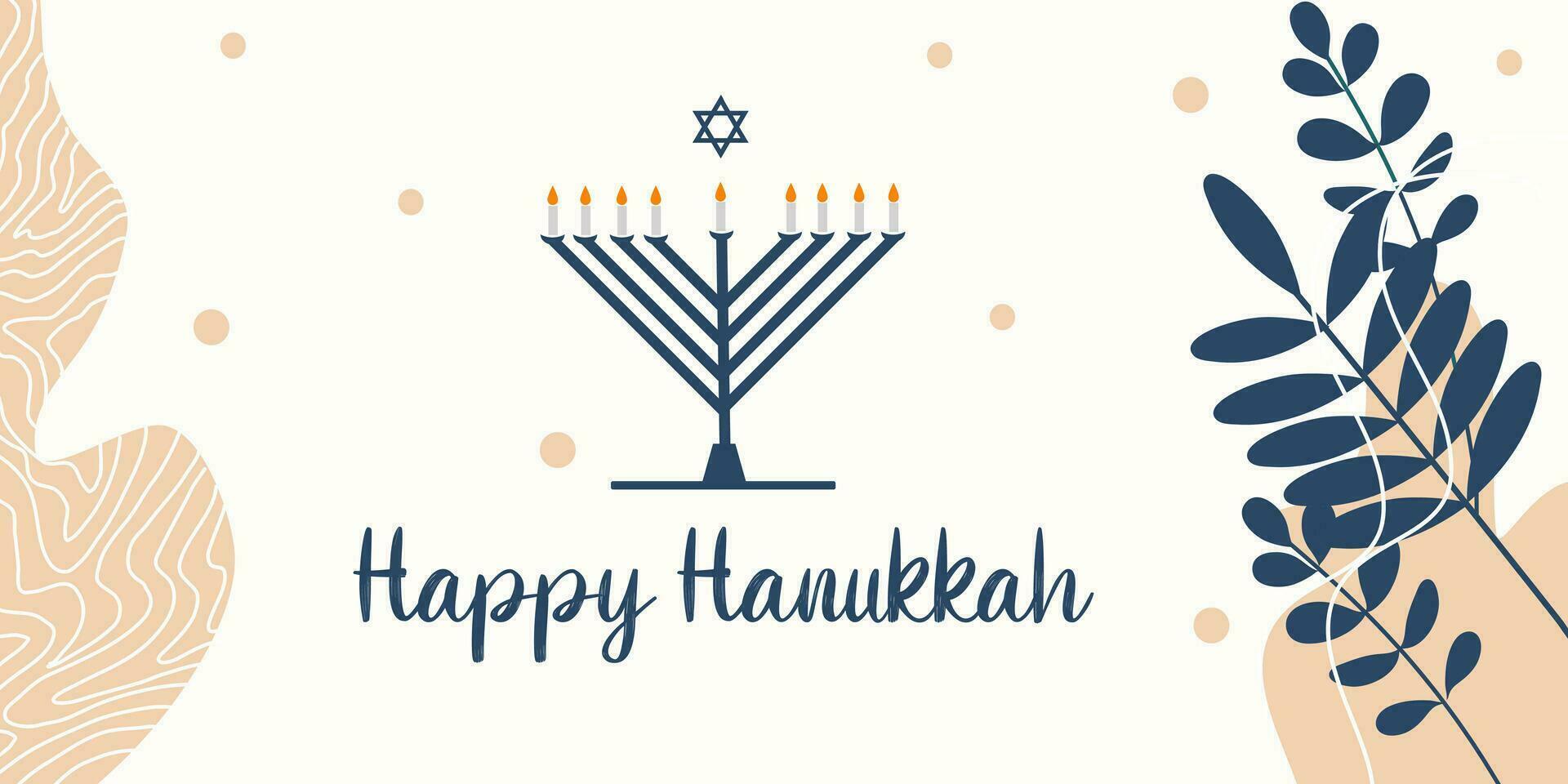 contento hanukkah saluto carta con menora. candele. vettore illustrazione. permettere il leggero brillare ogni giorno di il tuo vita.
