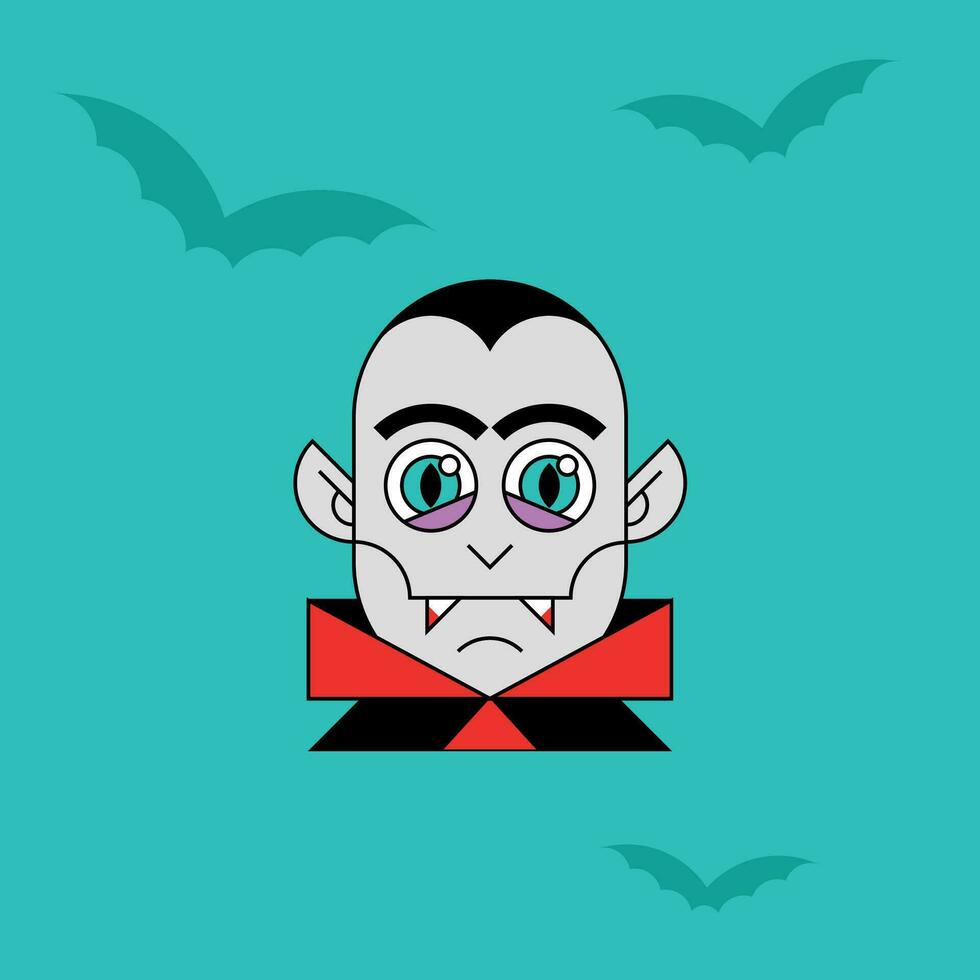 pauroso vampiro dracula Halloween testa mostro faccia.vettore piatto carino vampiro viso. vettore