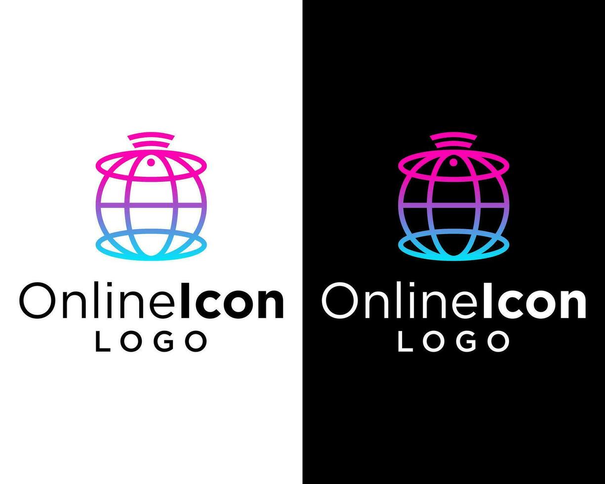 in linea mondo sito web Internet logo design. vettore