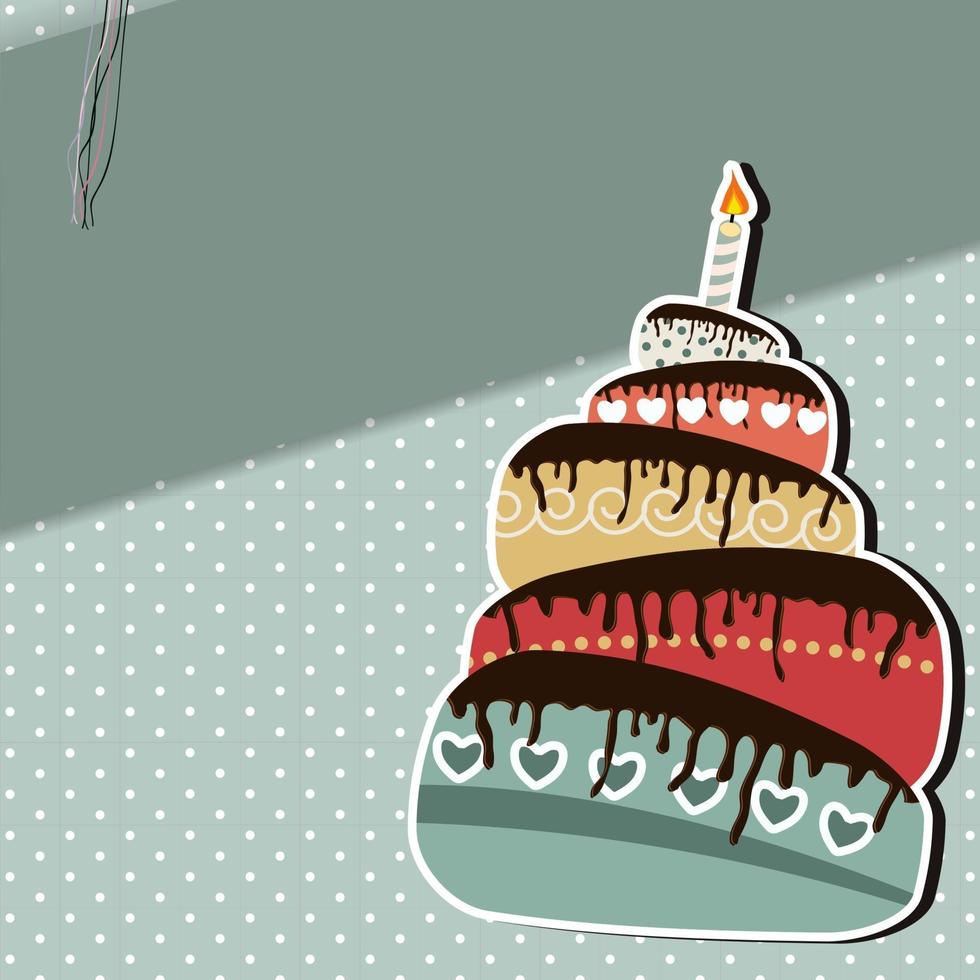 illustrazione vettoriale di biglietto d'auguri con torta