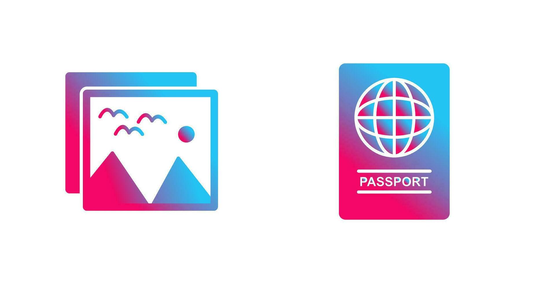 immagini e passaporto icona vettore