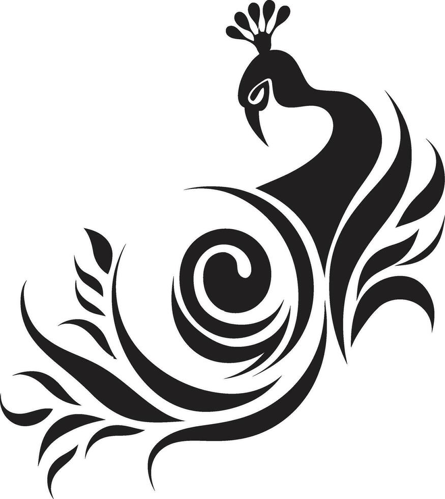 zaffiro serenata pavone icona nel nero regale bellezza nero vettore emblema