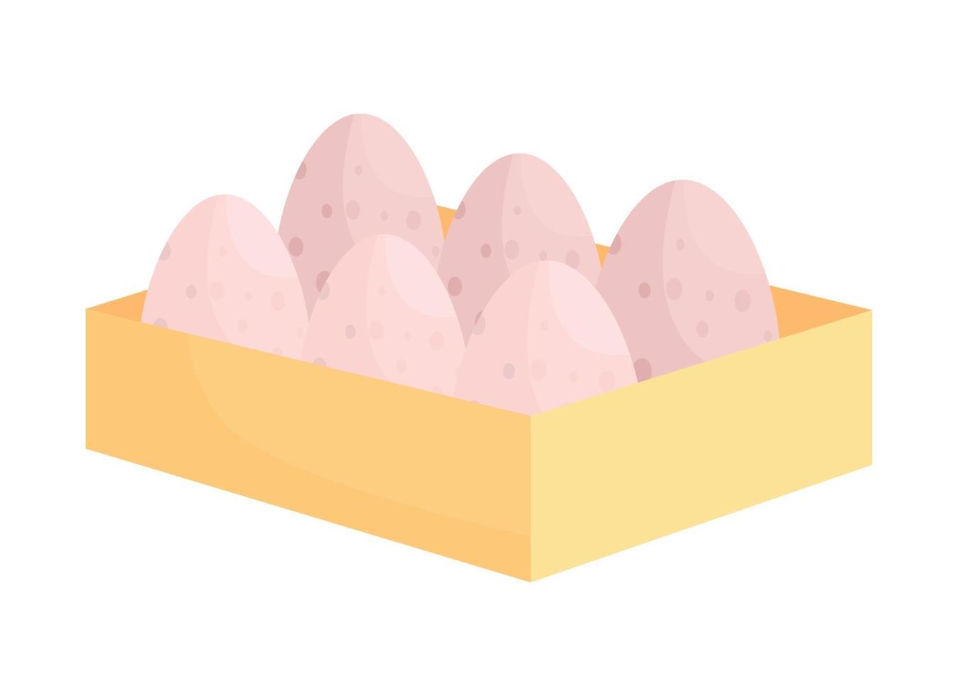 cartone di carta con uova di colore semi piatto oggetto vettoriale