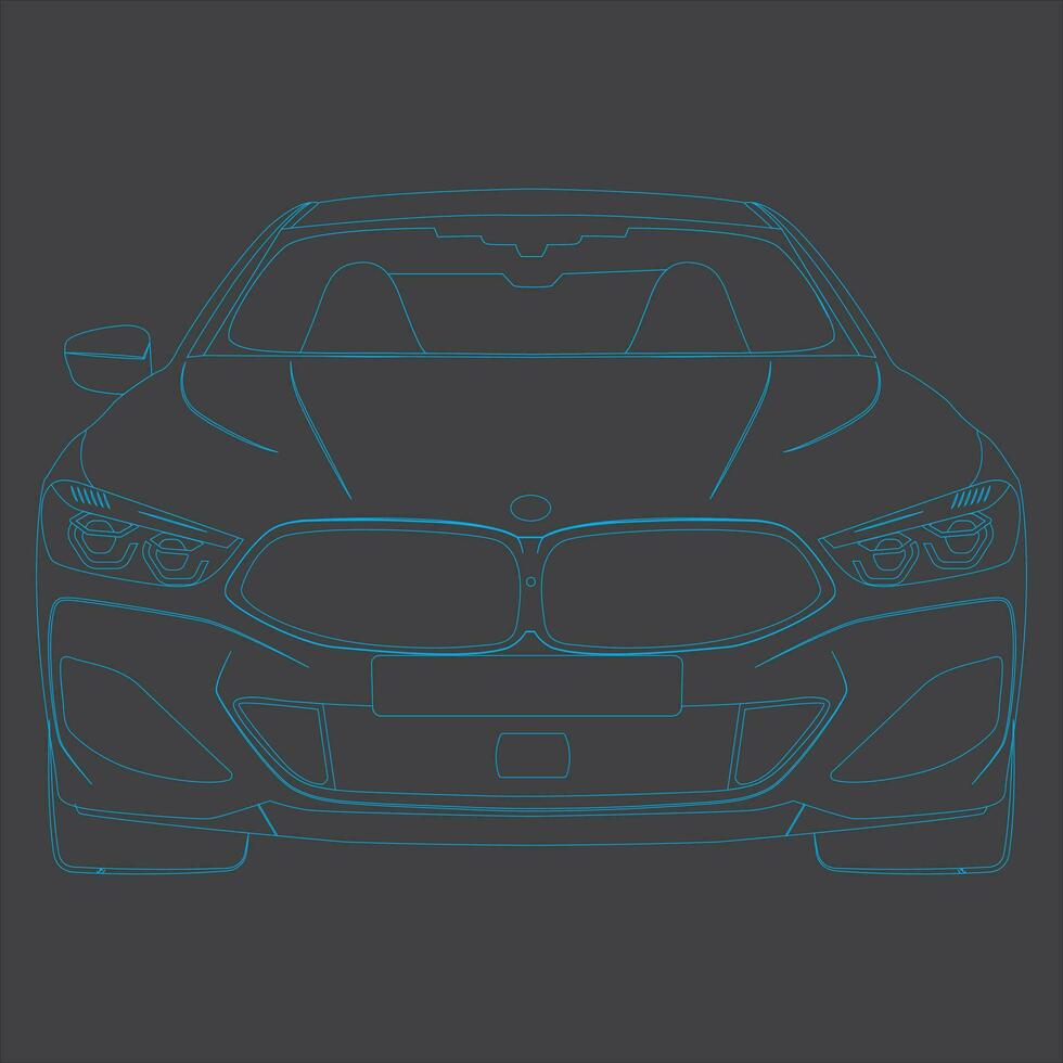 gli sport auto Visualizza a partire dal il davanti. isolato blu linea di macchina. città auto vettore