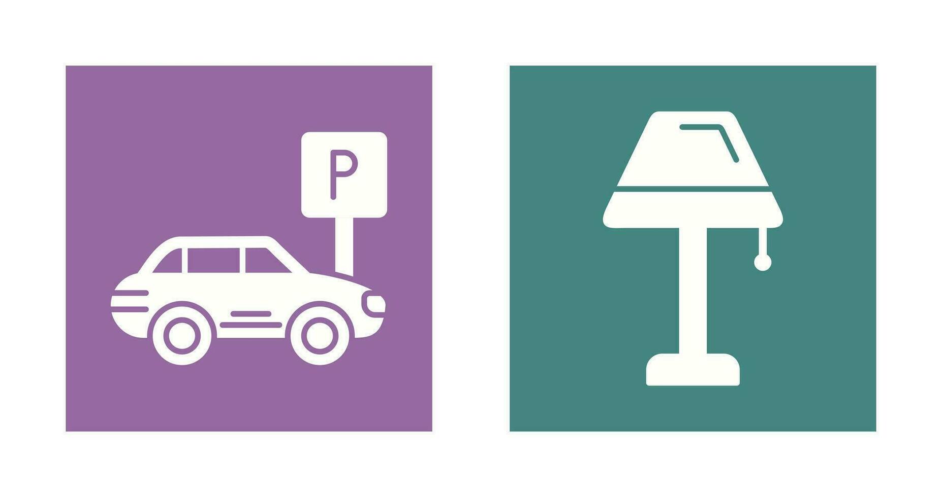 parcheggio e lampada icona vettore