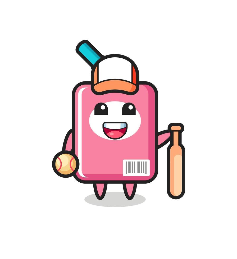 personaggio dei cartoni animati della scatola del latte come giocatore di baseball vettore
