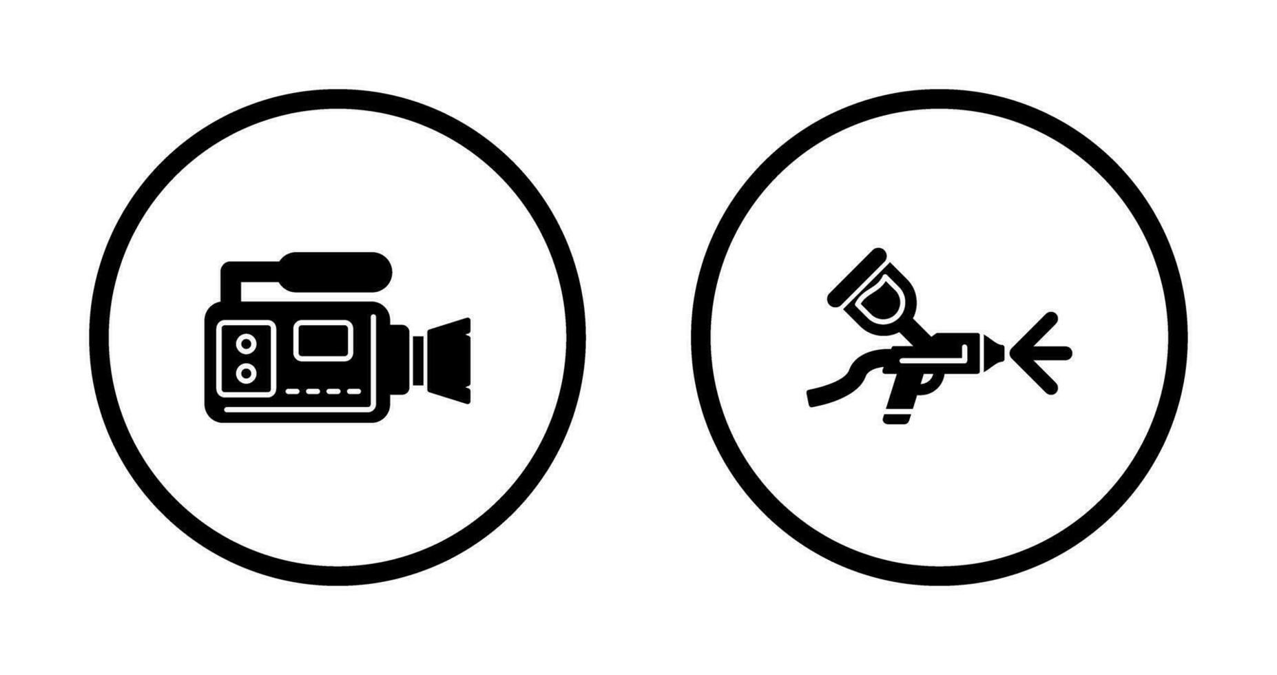 aerografo e video telecamera icona vettore