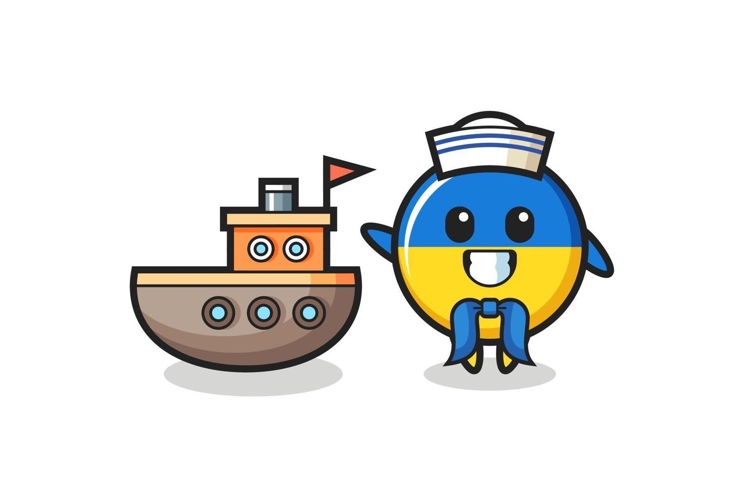 personaggio mascotte della bandiera ucraina distintivo come marinaio vettore