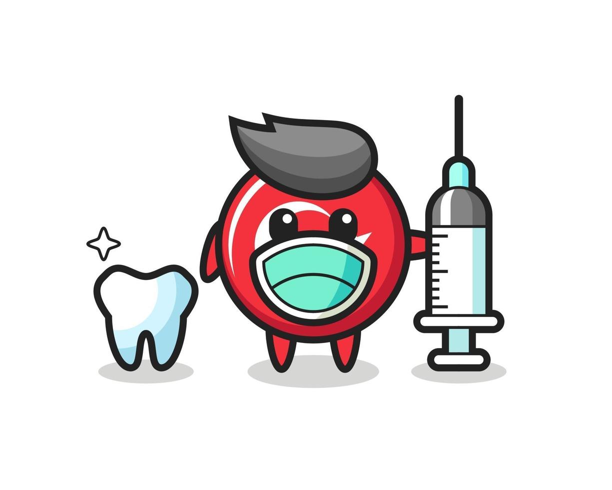 personaggio mascotte del distintivo della bandiera della Turchia come dentista vettore