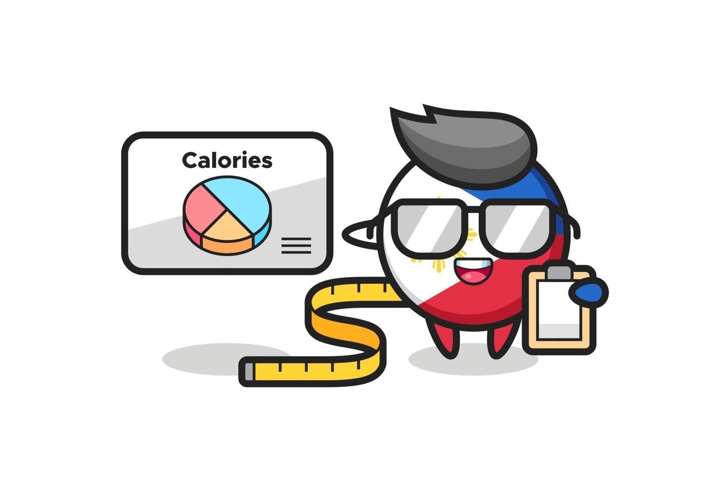 illustrazione della mascotte del distintivo della bandiera delle Filippine come dietista vettore