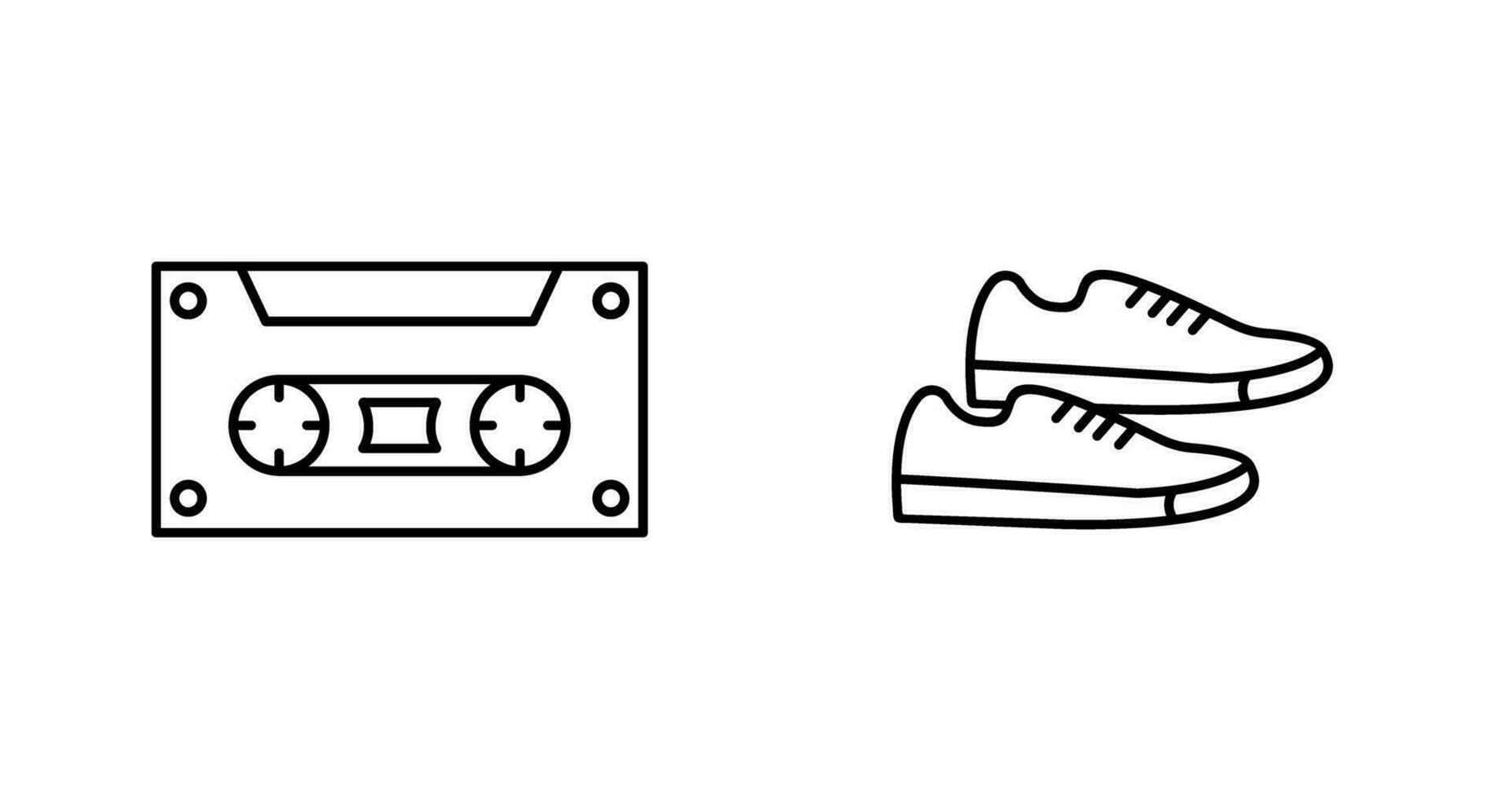 casette e scarpe da ginnastica icona vettore