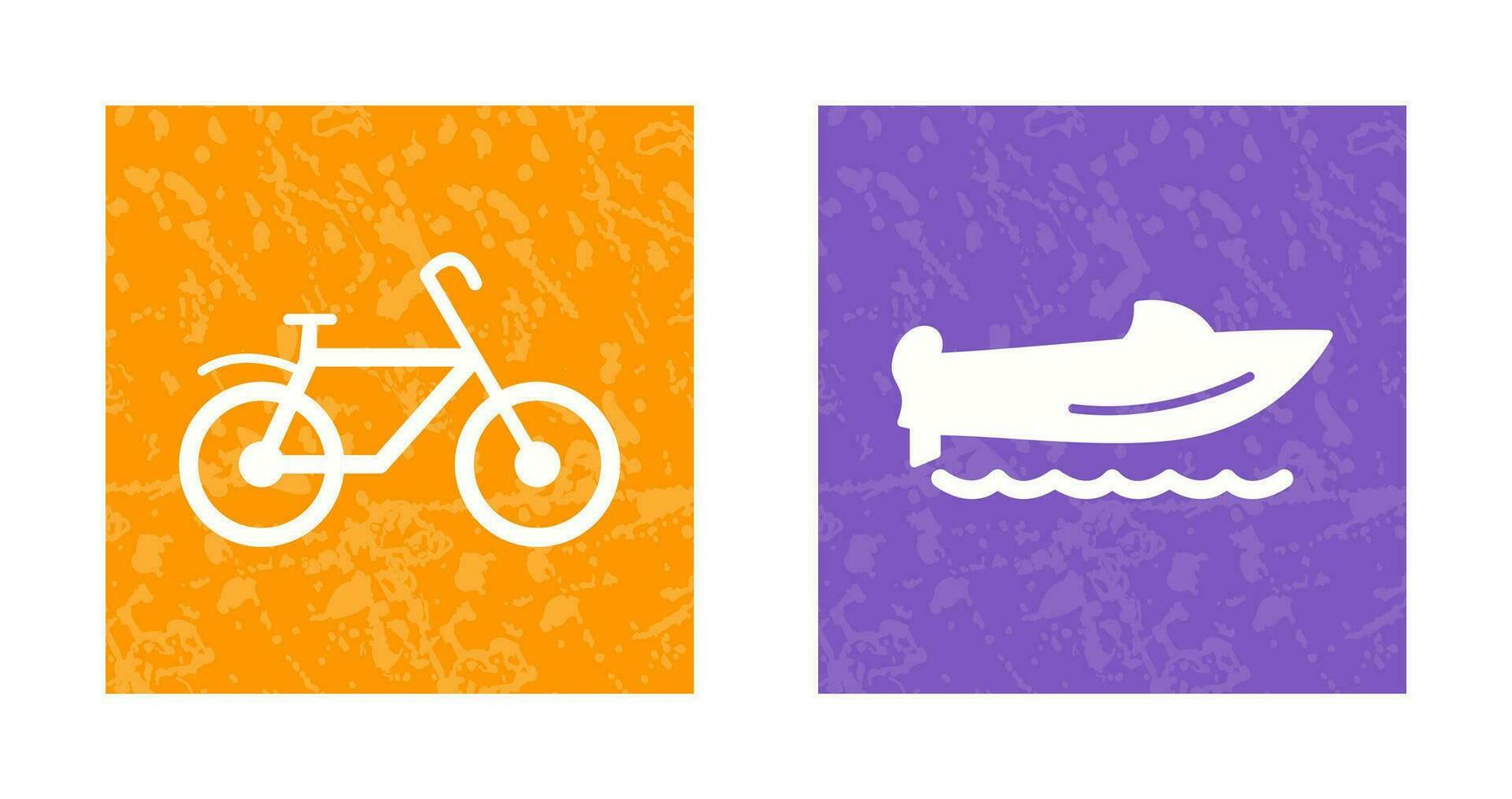 bicicletta e velocità barca icona vettore