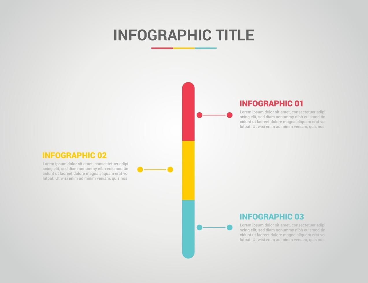 infografica timeline verticale con processo in 3 o tre fasi vettore