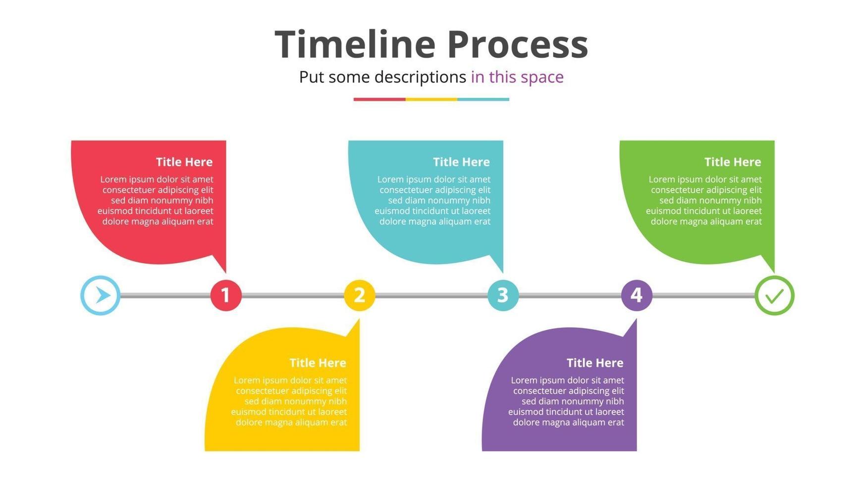 modello di infografica del processo temporale con passaggio di 5 punti vettore