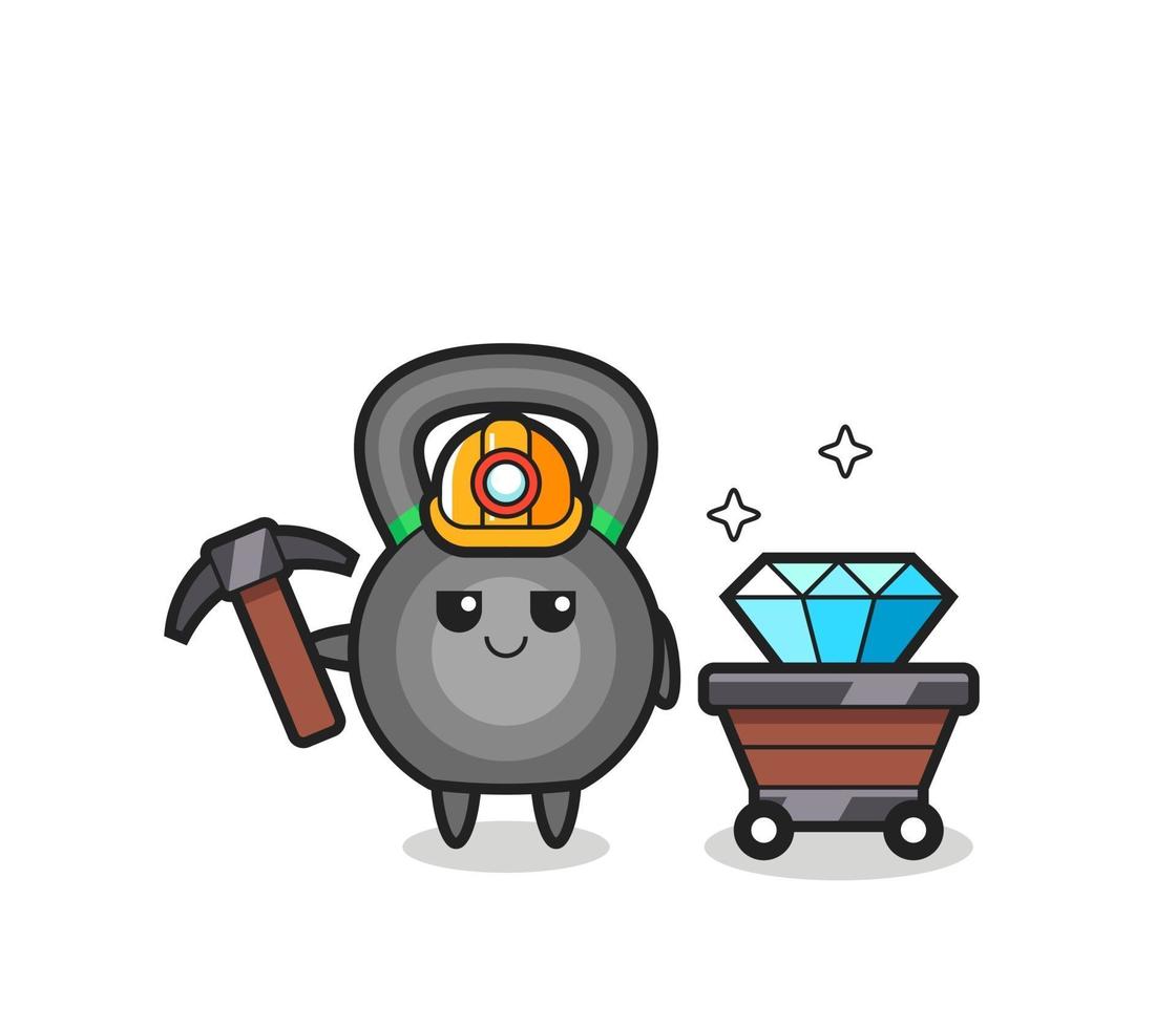 illustrazione del personaggio di kettlebell come minatore vettore