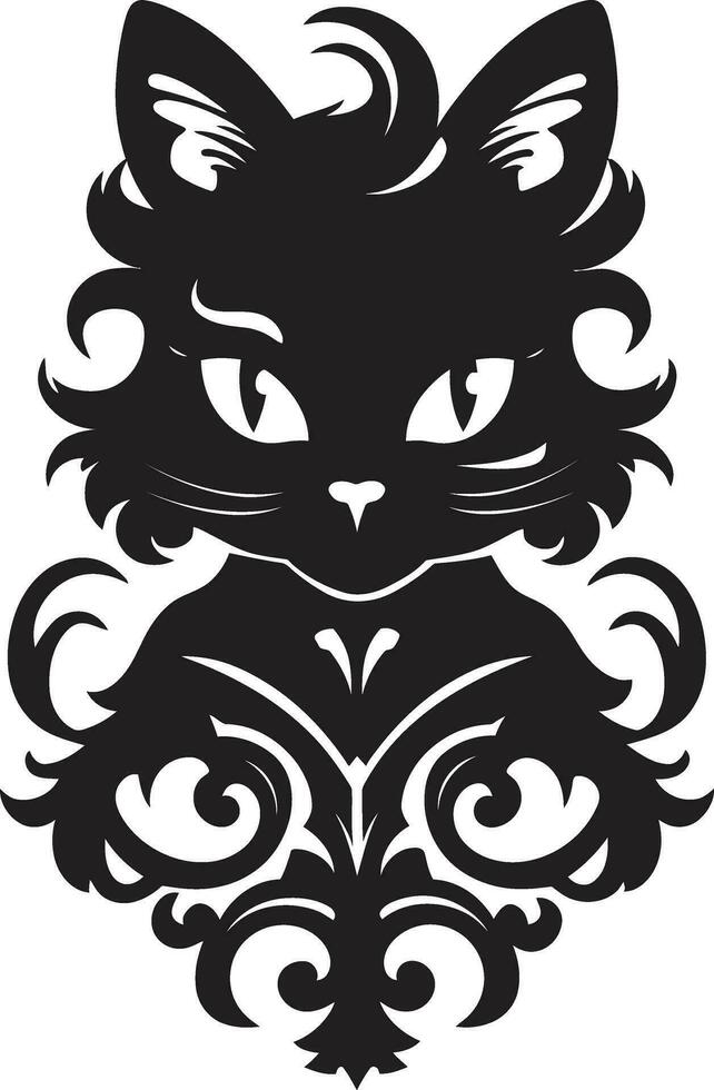 gatto barba e coda emblema minimo gatto eleganza nel vettore arte