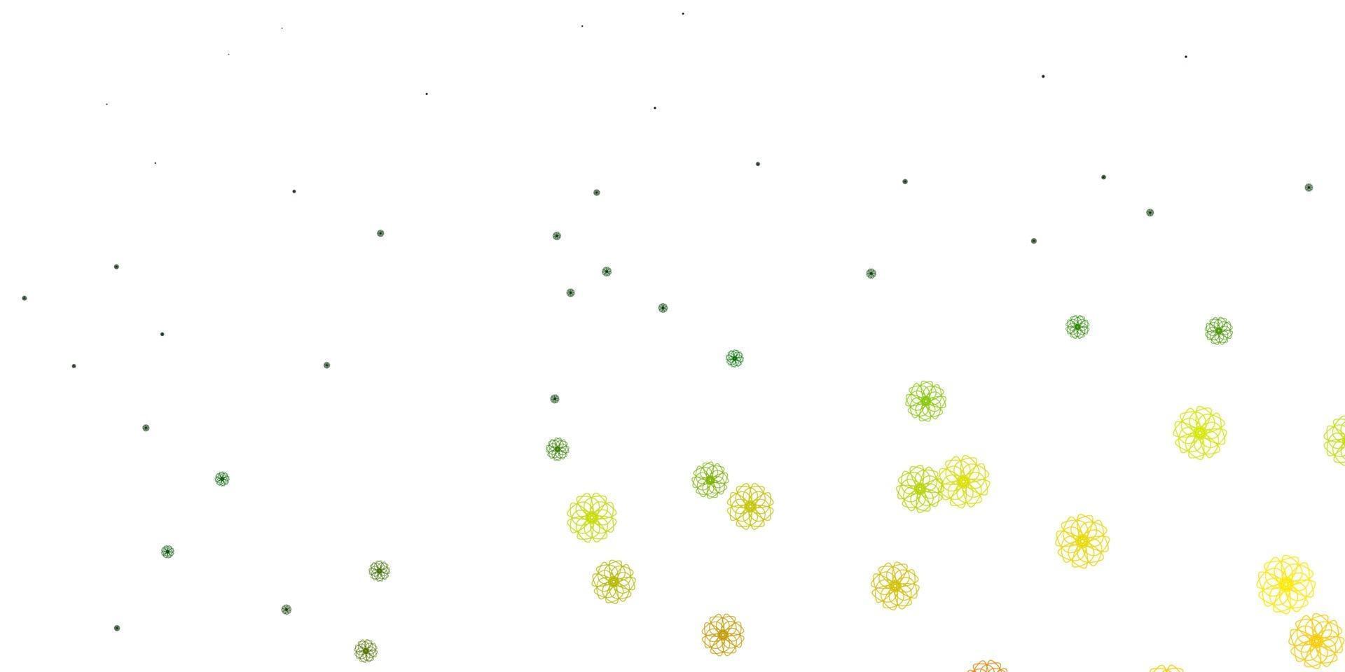 struttura di doodle di vettore verde chiaro, rosso con i fiori.