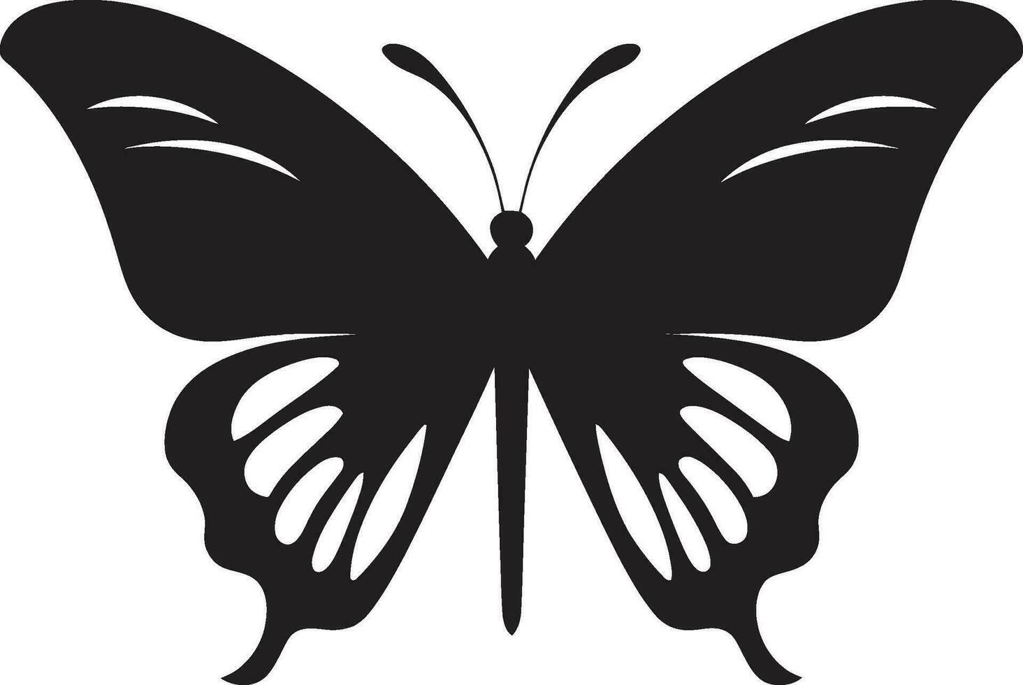 Ali di grazia nero farfalla design mistica prende volo nero vettore emblema