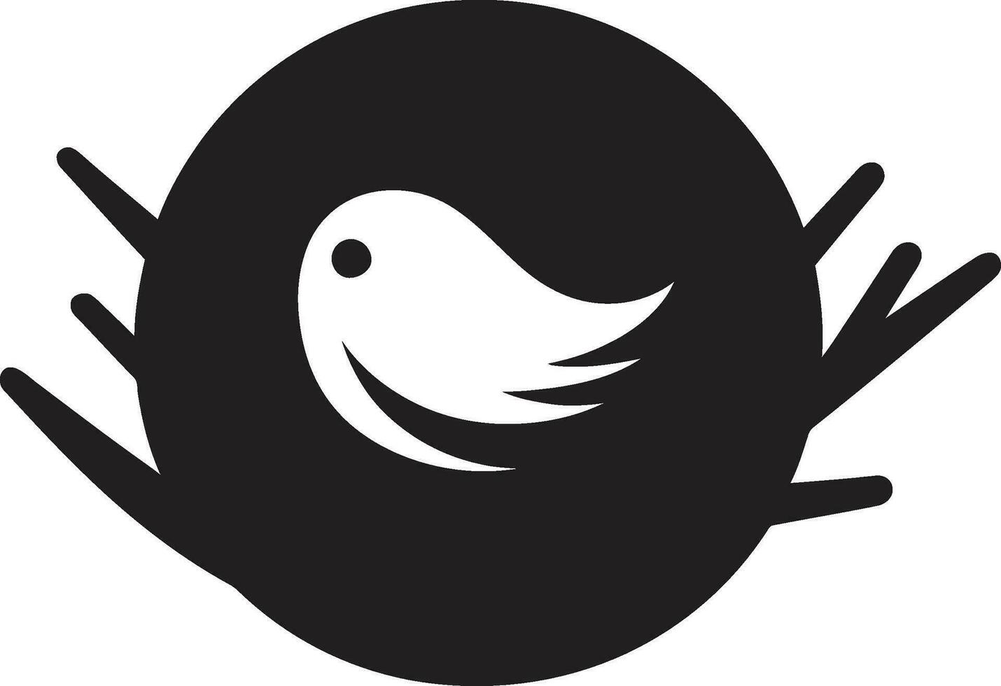 il arte di semplicità nero uccello nido emblema eterno riparo nero uccello nido nel vettore