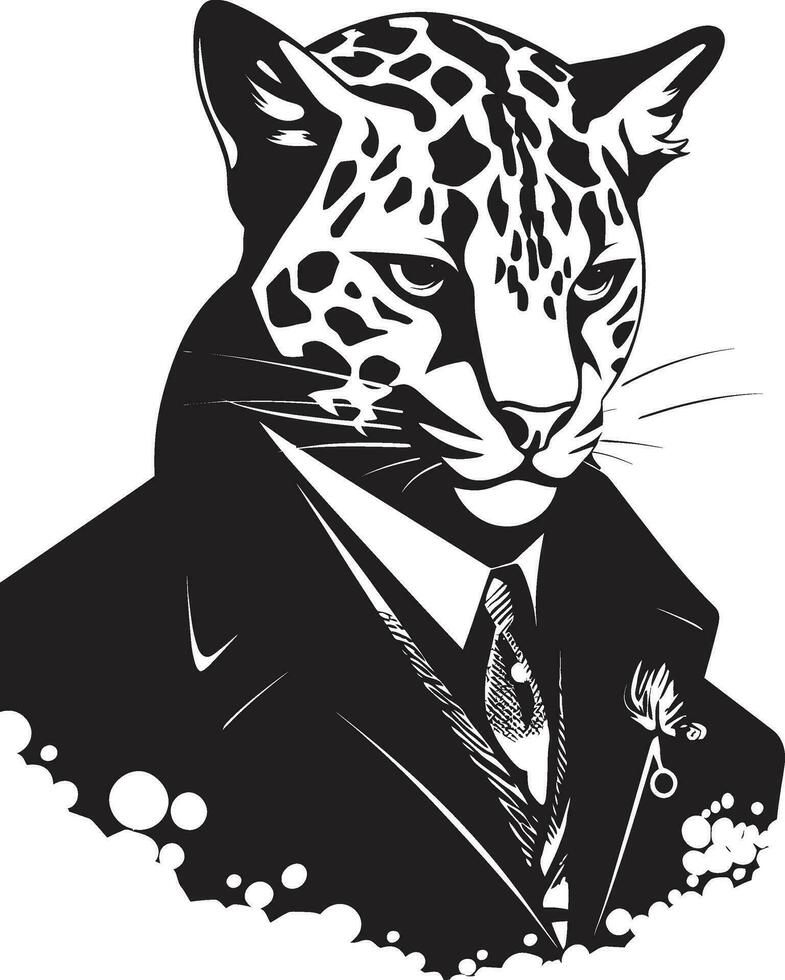 feroce sguardo ocelot simbolo nel nero vettore misterioso eleganza vettore logo emblema