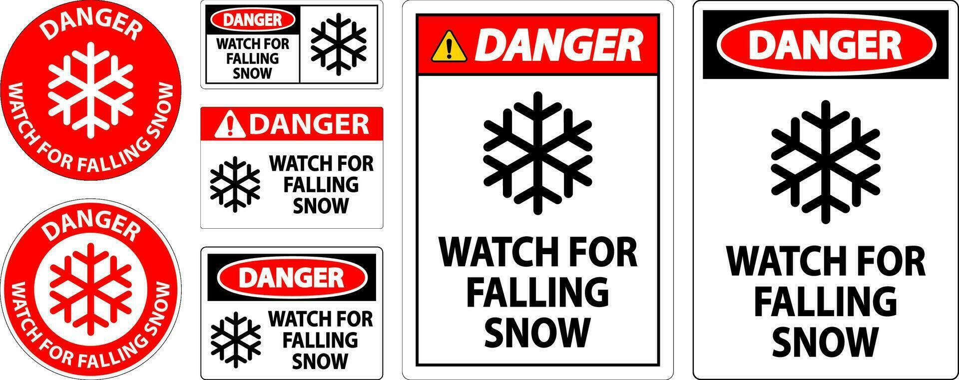 Pericolo cartello orologio per caduta neve vettore