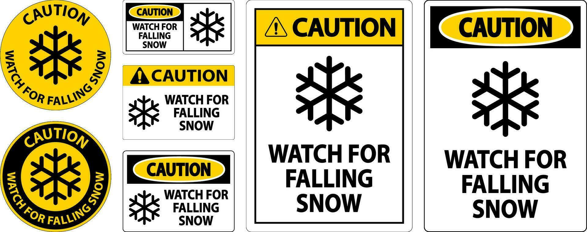 attenzione cartello orologio per caduta neve vettore