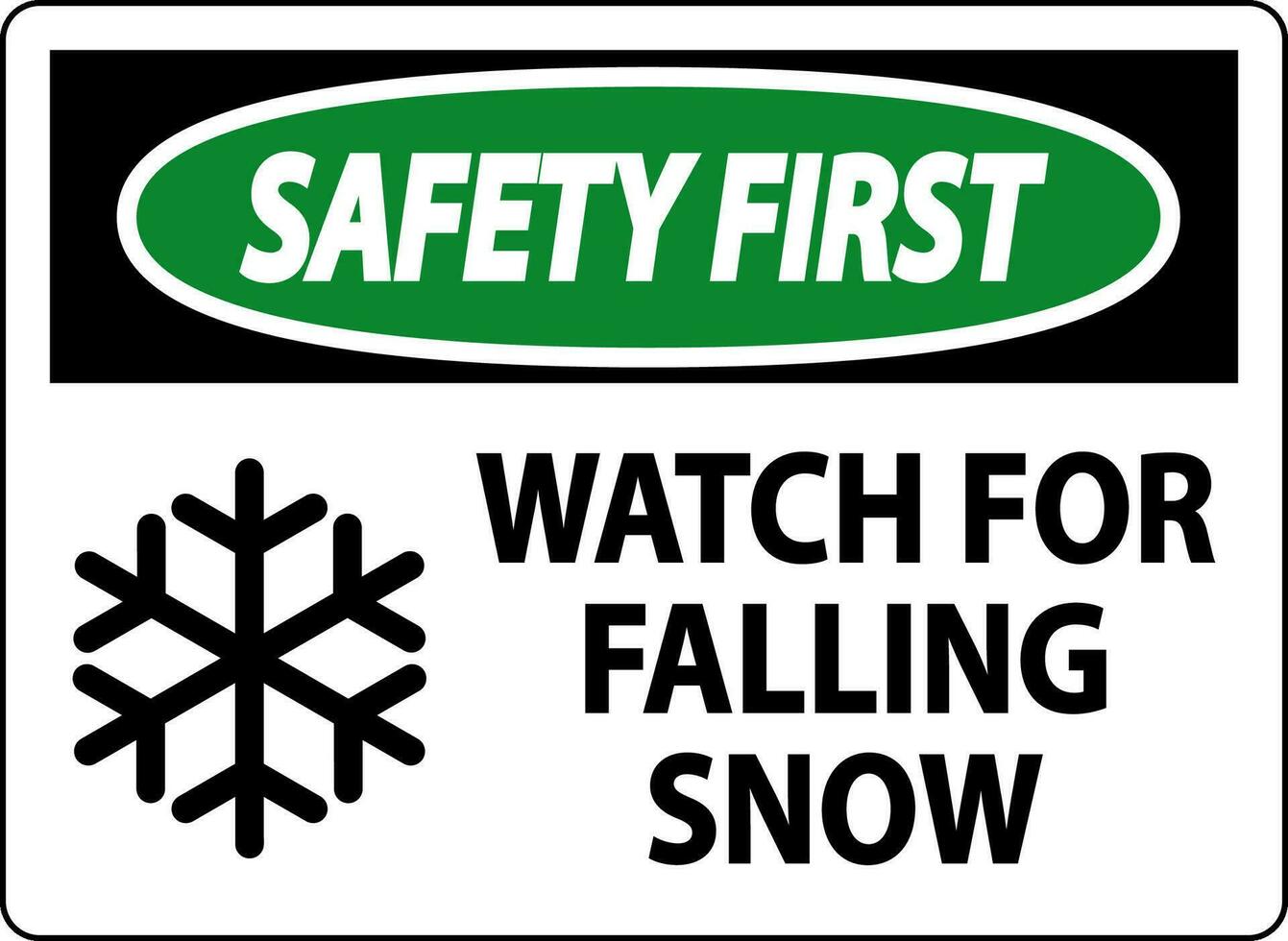 sicurezza primo cartello orologio per caduta neve vettore