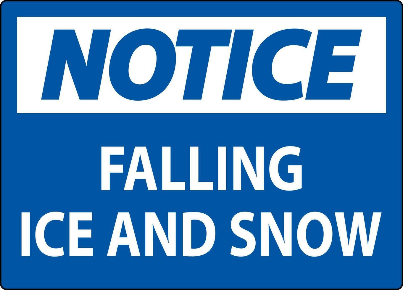 Avviso cartello caduta ghiaccio e neve vettore