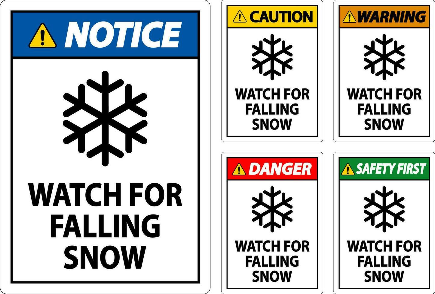 avvertimento cartello orologio per caduta neve vettore